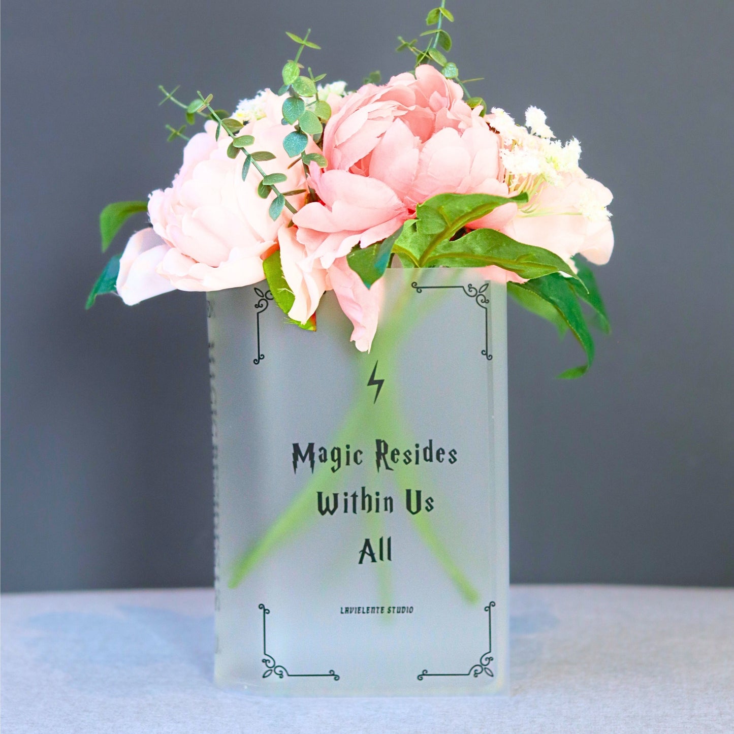 Magic Acrylic Book Vase for Book and Flower Lovers Gifts Magic-inscribed Home Decor  Centrepiece for Events, Birthdays, and Housewarmings