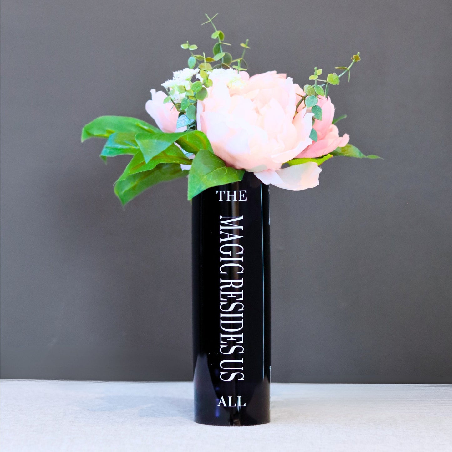 Magic Acrylic Book Vase for Book and Flower Lovers Gifts Magic-inscribed Home Decor  Centrepiece for Events, Birthdays, and Housewarmings