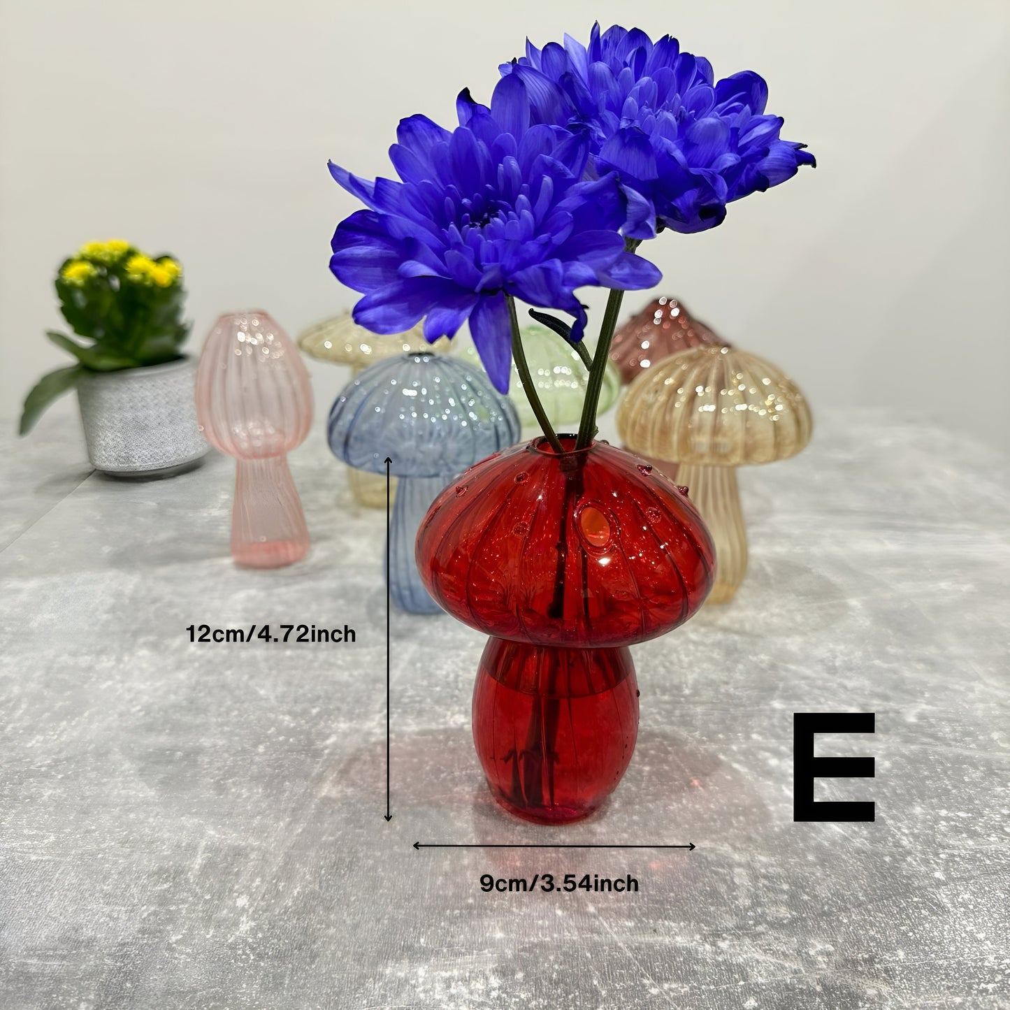 Glass Mushroom Bud Vase, Handmade Mushroom Shape Fungi Home Decor Vase Small Plant Planter  Decorative Decorer Flower Vases