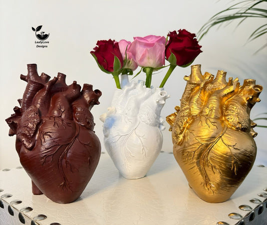 Resin Heart Shape Vase, Anatomical Heart Flower Vase Resin Plant Pot Decorer Decorative Planter Heartvase