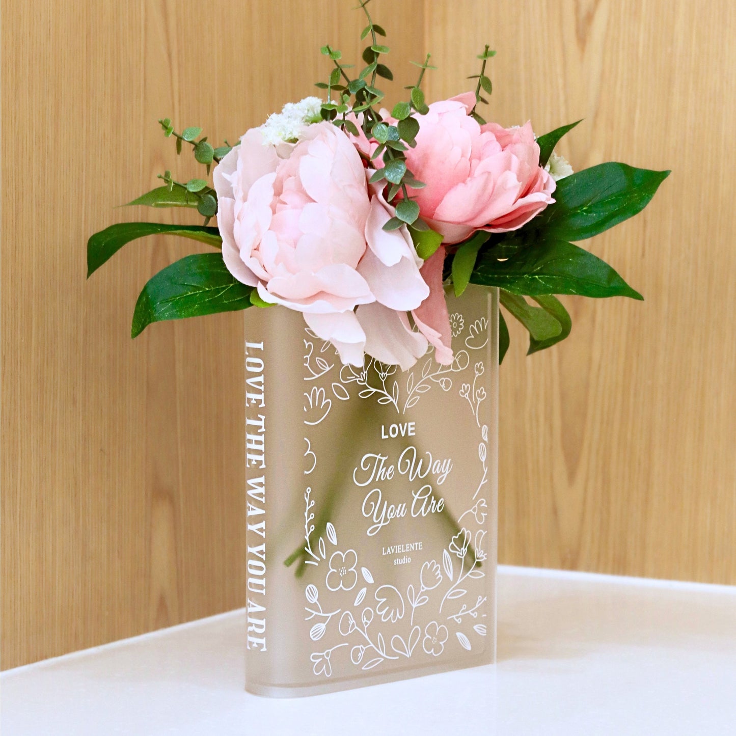 Acrylic Book Vase for Flowers Bookshelf Decor Modern Home Decor for Book and Flower Lovers Gifts for Events, Birthdays, and Housewarmings