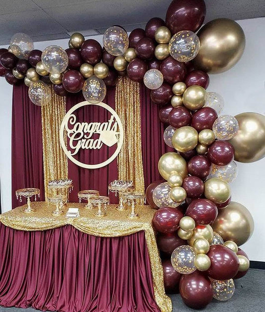 118pcs Burgundy Gold Balloon Arch Garland Kit Wine Red Metallic Gold Dot Confetti Balloons for Valentines Day Birthday Wedding Graduation